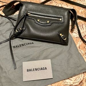 Authentic Balenciaga Neo Multi-Zip Leather Crossbody Bag